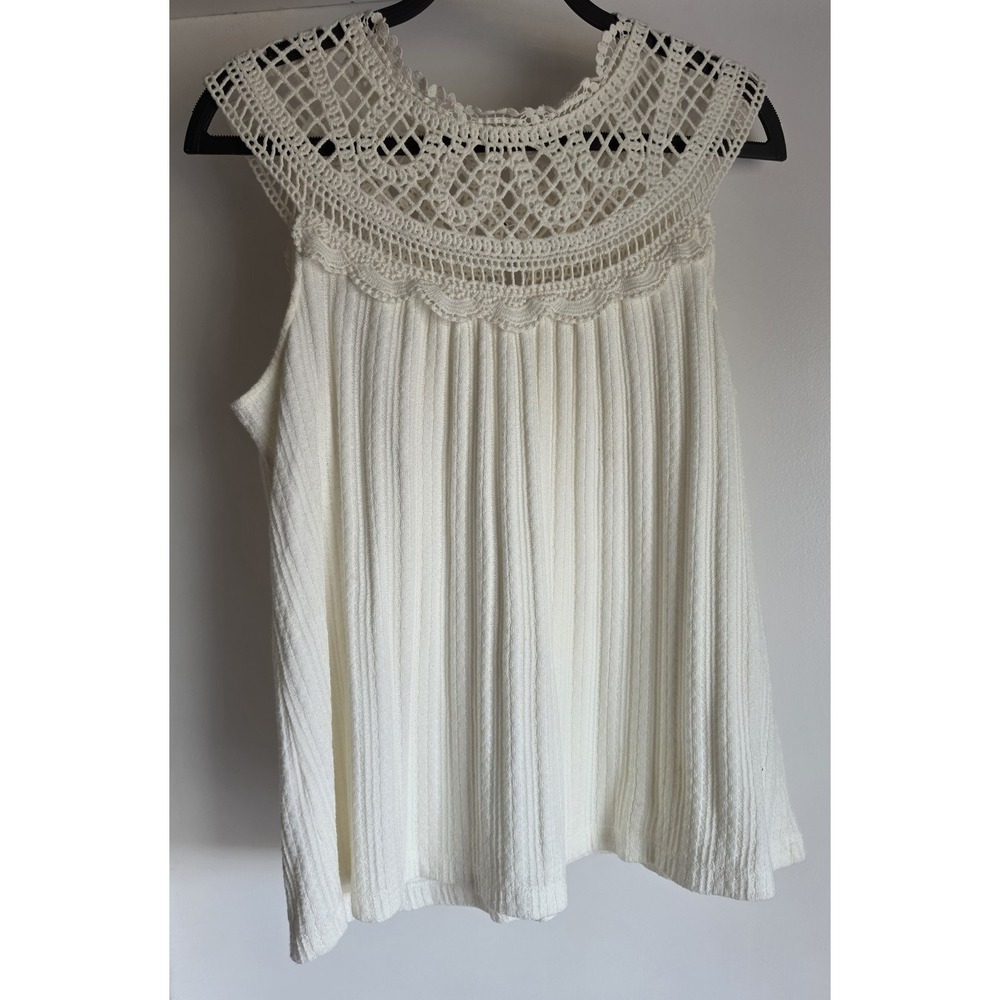 Meadow Rue Anthropologie Tank Top Size M White Sleeveless Boho Cami Blouse